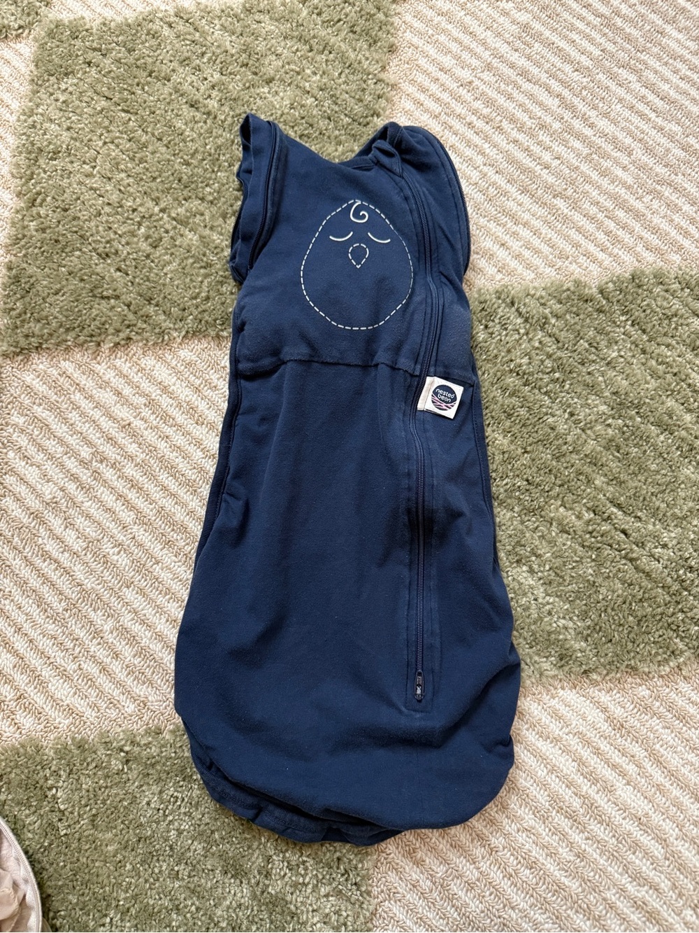 Nested Bean Navy Blue Baby Sleep Sack with Bird Stitch